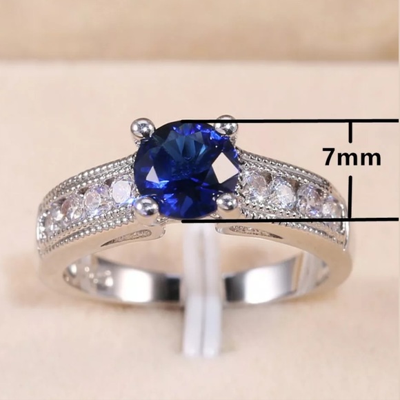 🌺Sterling Silver Sapphire Ring 925 - Picture 4 of 4